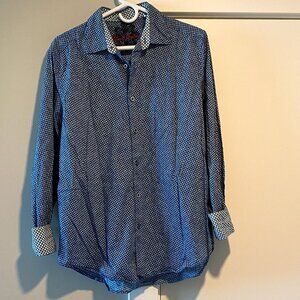 Robert Graham Blue Geometric Print Homedale Men's Shirt Classic Fit Size M